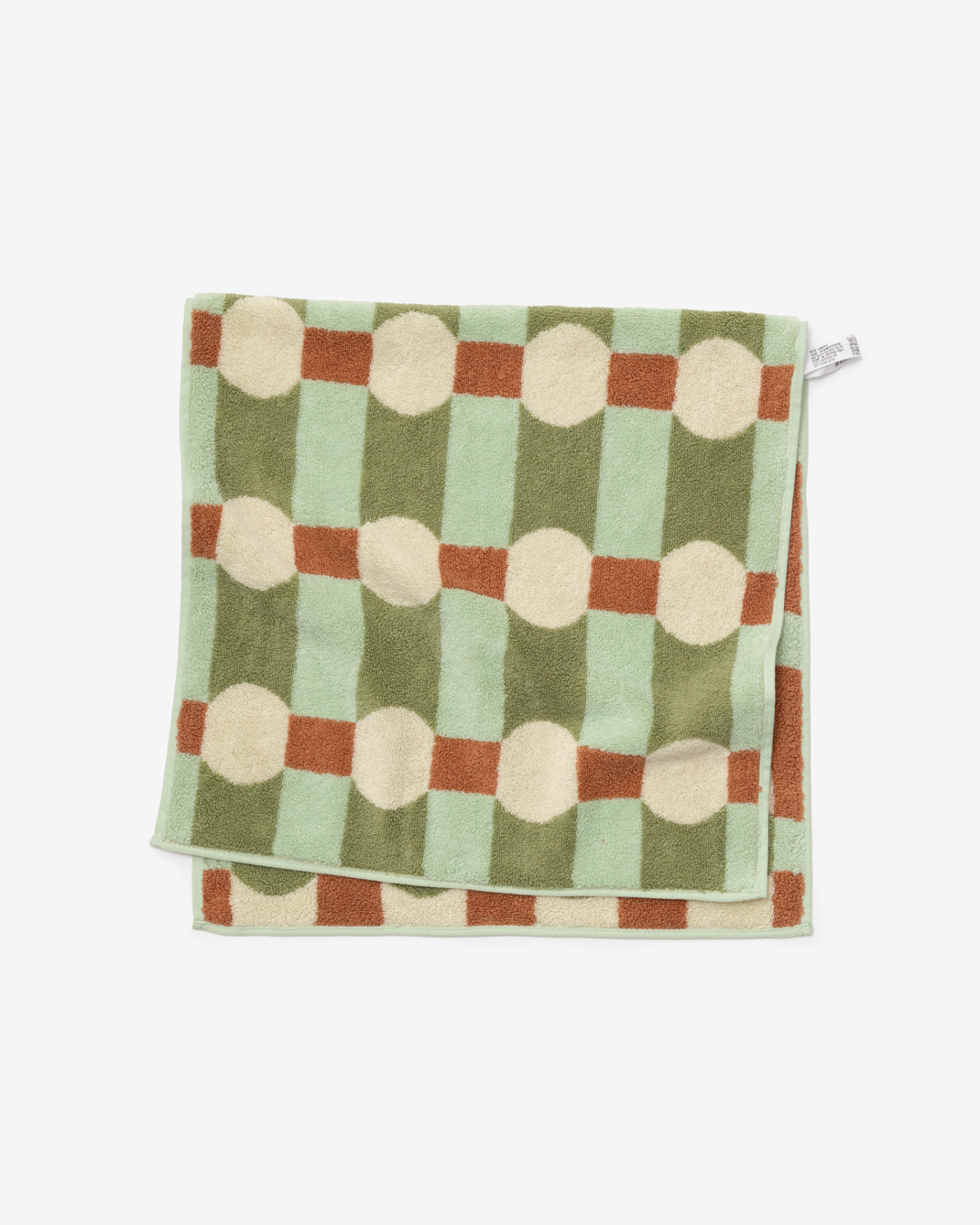 DOT CHECK FACE TOWEL - CREAM ON MINT